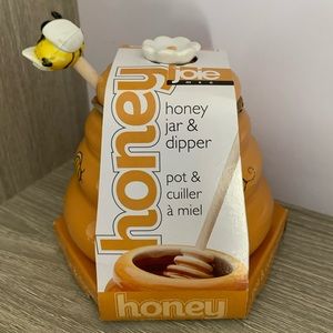 NEW joie Ceramic Honey Jar w/Wooden Dipper